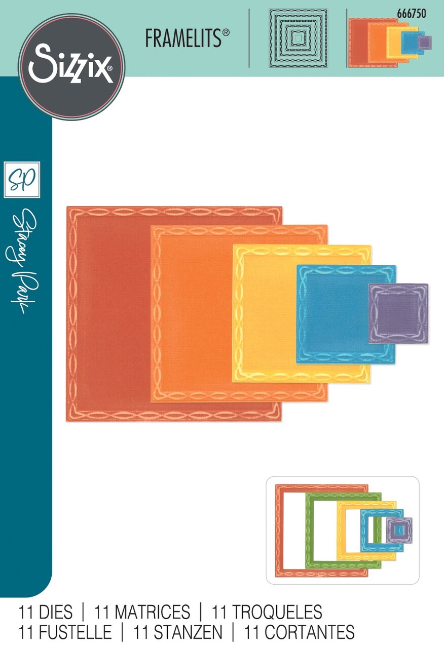 Sizzix Framelits Die Set By Stacey Park 11/Pkg-Fanciful, Yvette Interlaced Squares